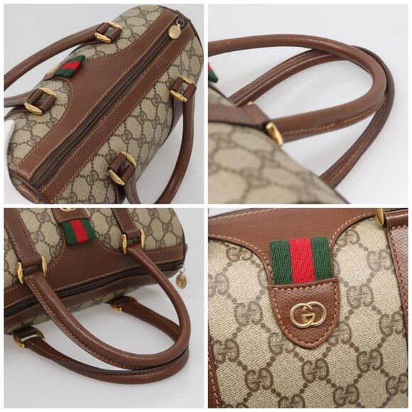 GUCCI GG Supreme Web Sherry Line Bag PVC Beige Gold 002 615 6838 Auth 141971 - Picture 16 of 16